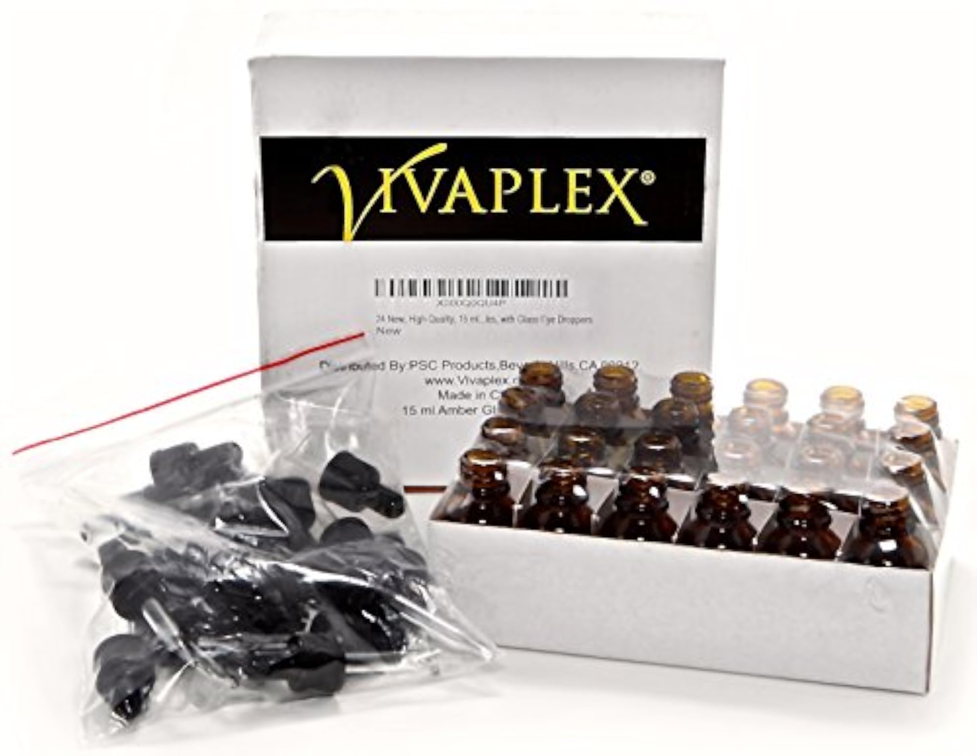 24 Amber 15ml Glass Bottles with Glass Eye Droppers